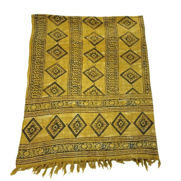 Cotton Throw Blanket Hand Block Printed - Picture 1 of 16